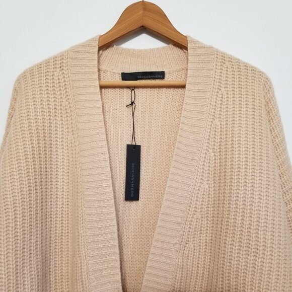 NWT 360 Cashmere Lizbeth 100% Cashmere Oversized Rib Knit Cardigan Shell $587 - Picture 7 of 15